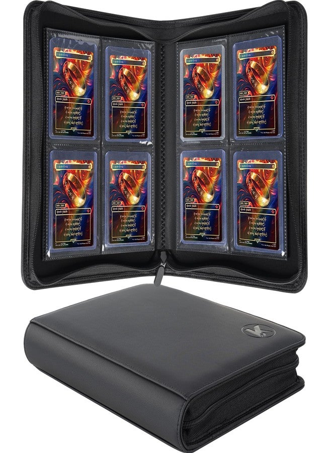 KUOOKING Toploader Binder, Holds 128+ Toploaders, 4 Pocket Top Loader Card Storage Case, Double-Sided Pockets for trading card in 3 x 4'' Toploaders - Image 1